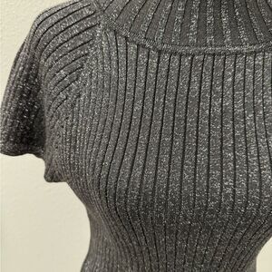 Philosophy Metallic Gray Ribbed Turtleneck Sweater